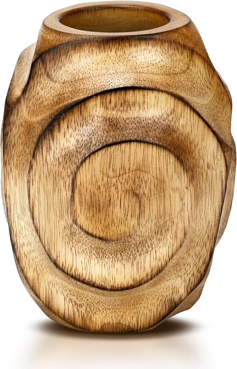 AeraVida Mesmerizing Brown Hand Carved Etched Spiral Mango Tree Wood Dry Vase | Home Decor Vases | Carved Wooden Vase | Decorative Vases for Home Décor