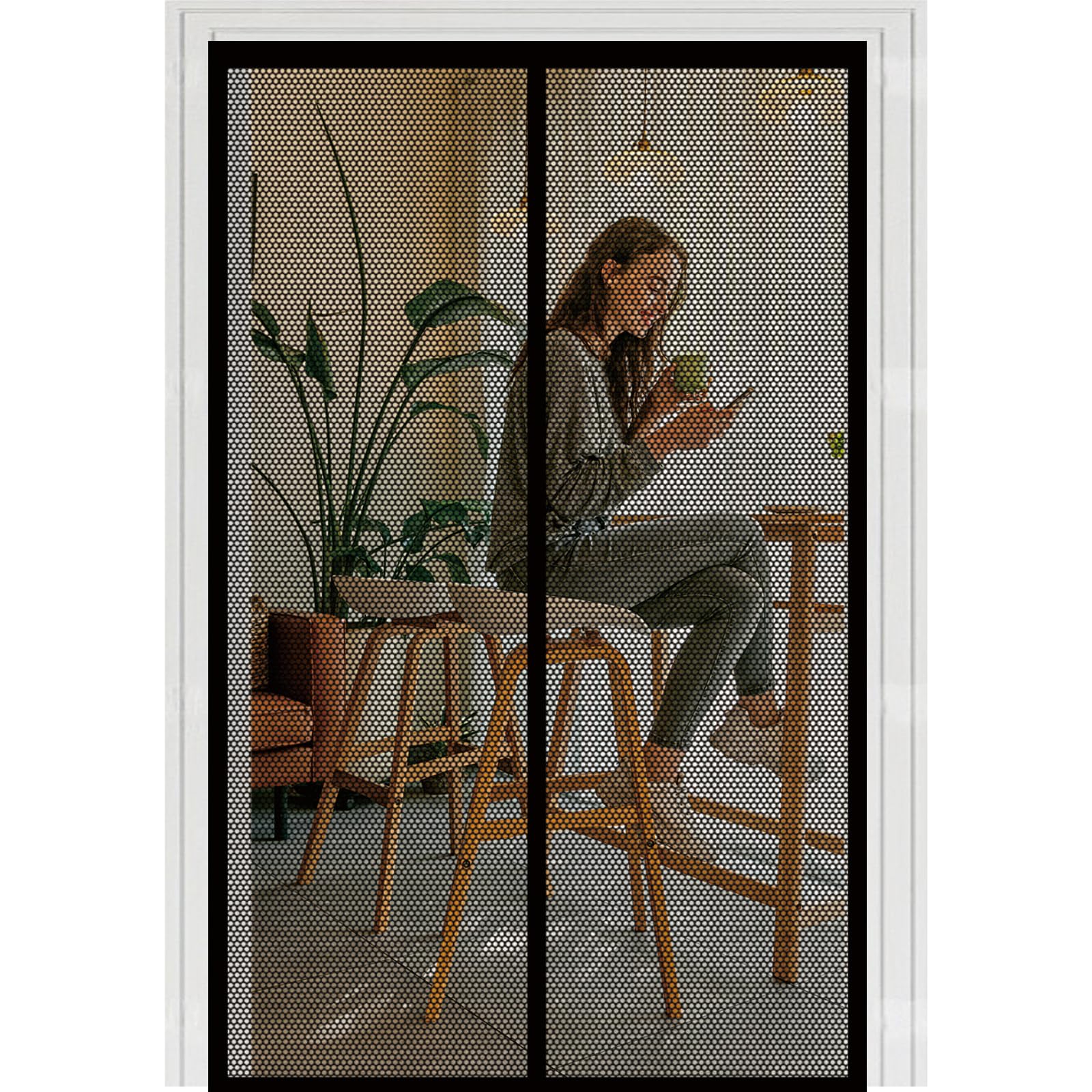 Liuyanyan Black Door Fly Screen 78 X 217 Cm With Powerful Magnets Automatically Closes And Magic Tape, Install Without, Keep Bugs Out, Magnetic Screen Door Curtain For Balcony,