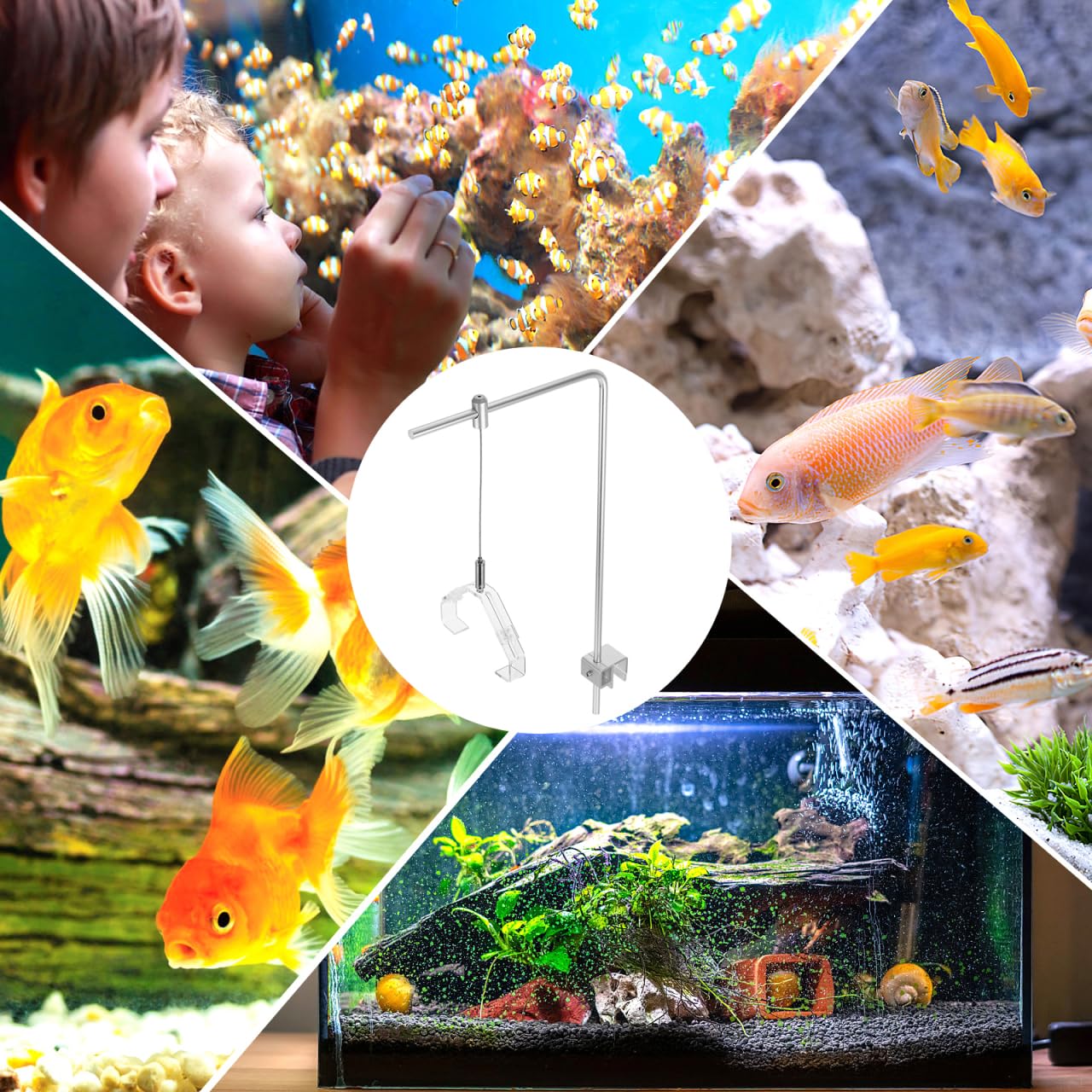 2 StüCke Aquarium-LichtstäNder Aluminium Legierung Fisch Tank Lampe HäNgende Halterung Verstellbarer Aquarium Beleuchtung Halter Licht Rack