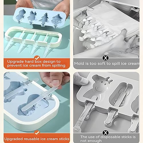 Miniatura 6 de Juego de 3 moldes para paletas, 4 piezas, moldes para hacer helados, accesorios de cocina congelados, fácil liberación, leche materna, reutilizable,