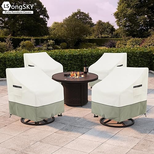 Miniatura 8 de LSongSKY Paquete de 2 fundas para sillas giratorias para exteriores, fundas para sillas giratorias de patio para muebles de exterior, fundas
