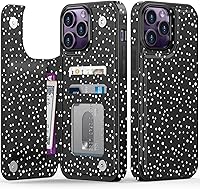 Vista 438 de LETO para iPhone 15 Pro Funda tipo cartera - Tapa tipo folio con patada - Diseños de moda - Tarjetero - Funda protectora para mujeres y niñas - 6.1