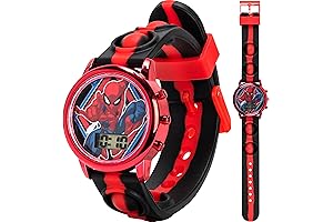 Marvel Spider-Man LCD Wristwatch with LED Light Show and Popper Strap