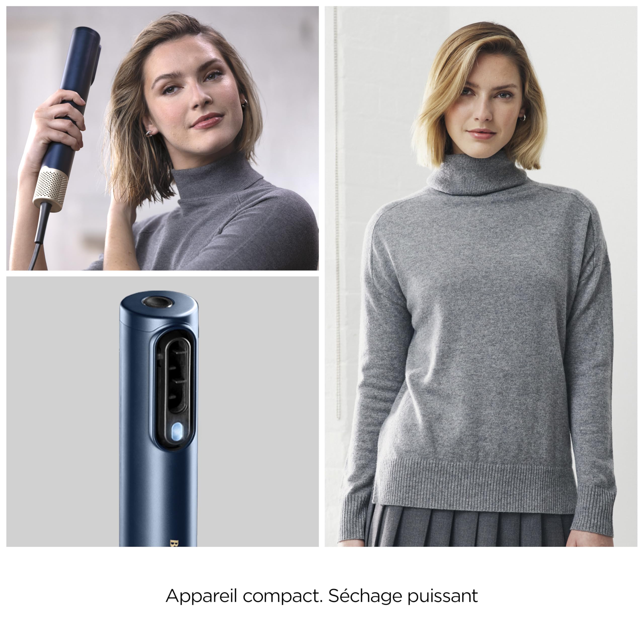 BaByliss Air Wand - Sèche-cheveux, Lisseur et Styler. Tout en Un. S'utilise sur cheveux secs ou mouillés. Anti Frisottis, Sans Dommage dû à la chaleur, 3 accessoires, AS6553E - Exclusivité Amazon