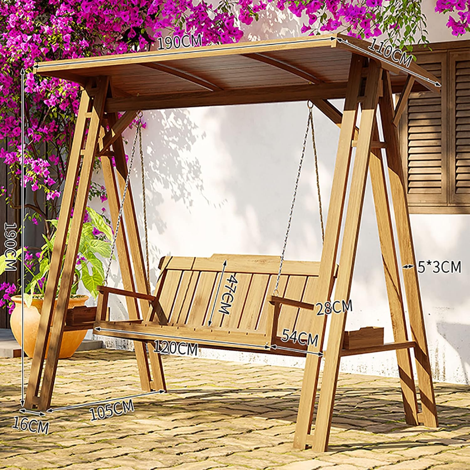 ＊新作＊ スイングセット屋外の二重椅子ファッションフレームダブルパティオスイングチェア腐った木は椅子固体木材ロッキングチェア/屋内ガーデンスイ