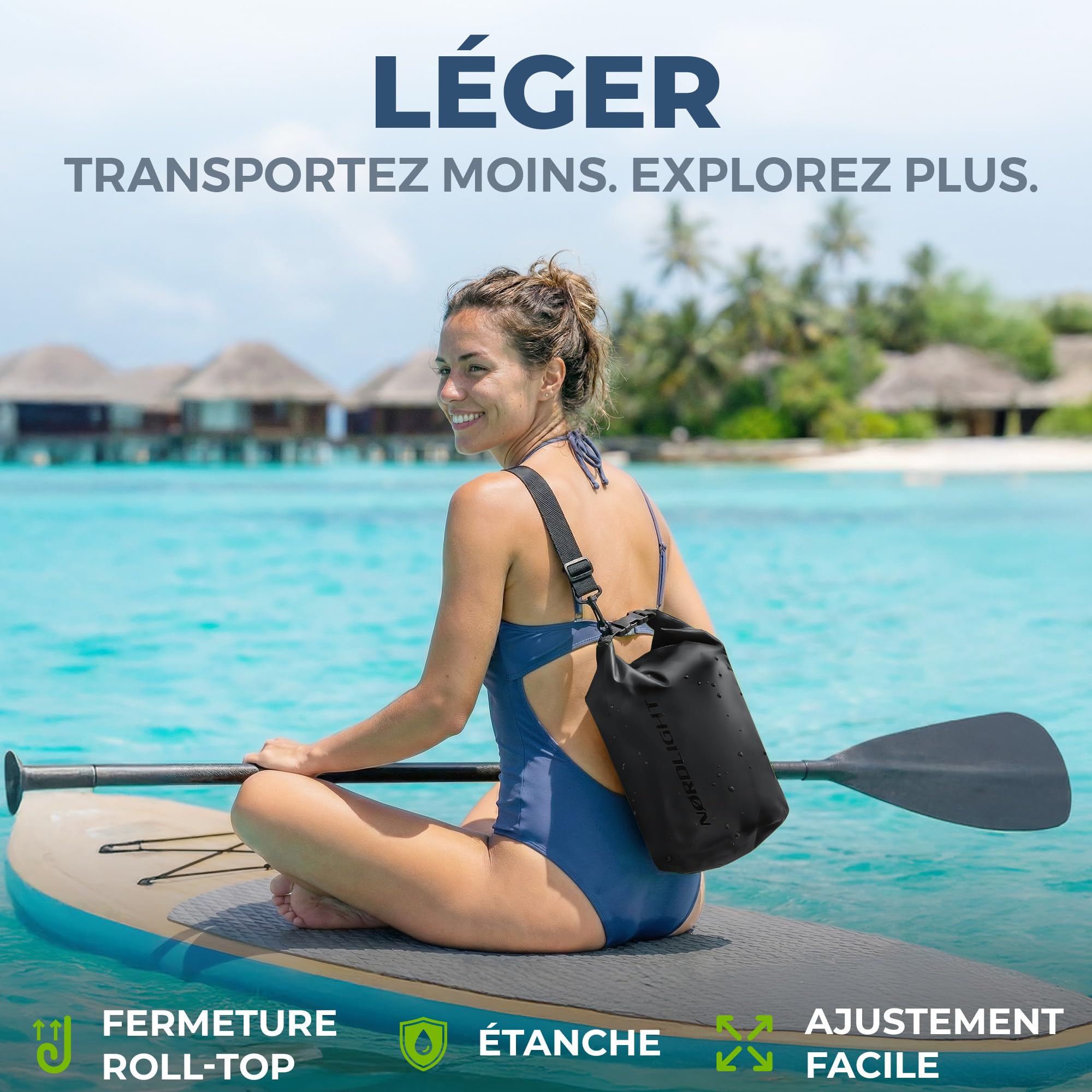 Nordlight Sac Étanche 2L Dry Bag Rouge Pochette Étanche Nautique Sac Dos Imperméable Roll Top
