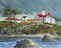Vista 1 de Batería Point Faro California Matted Watercolor Art Prints, 8x10