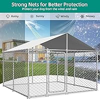 Vista 5 de Perrera resistente para perros de 7.8 x 7.8 pies con techo impermeable y resistente a los rayos UV, mecanismo de bloqueo seguro, caja de metal
