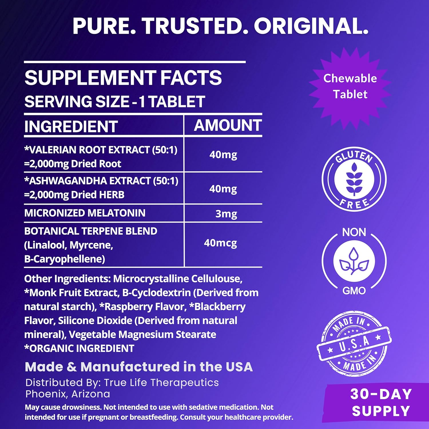 Powerful Sleep Support – Valerian Root, Ashwagandha, Melatonin & Botanical Terpenes – Fast-Acting Soft Chewable Tablets – Botanical Berry Flavor – 30ct - Image 5