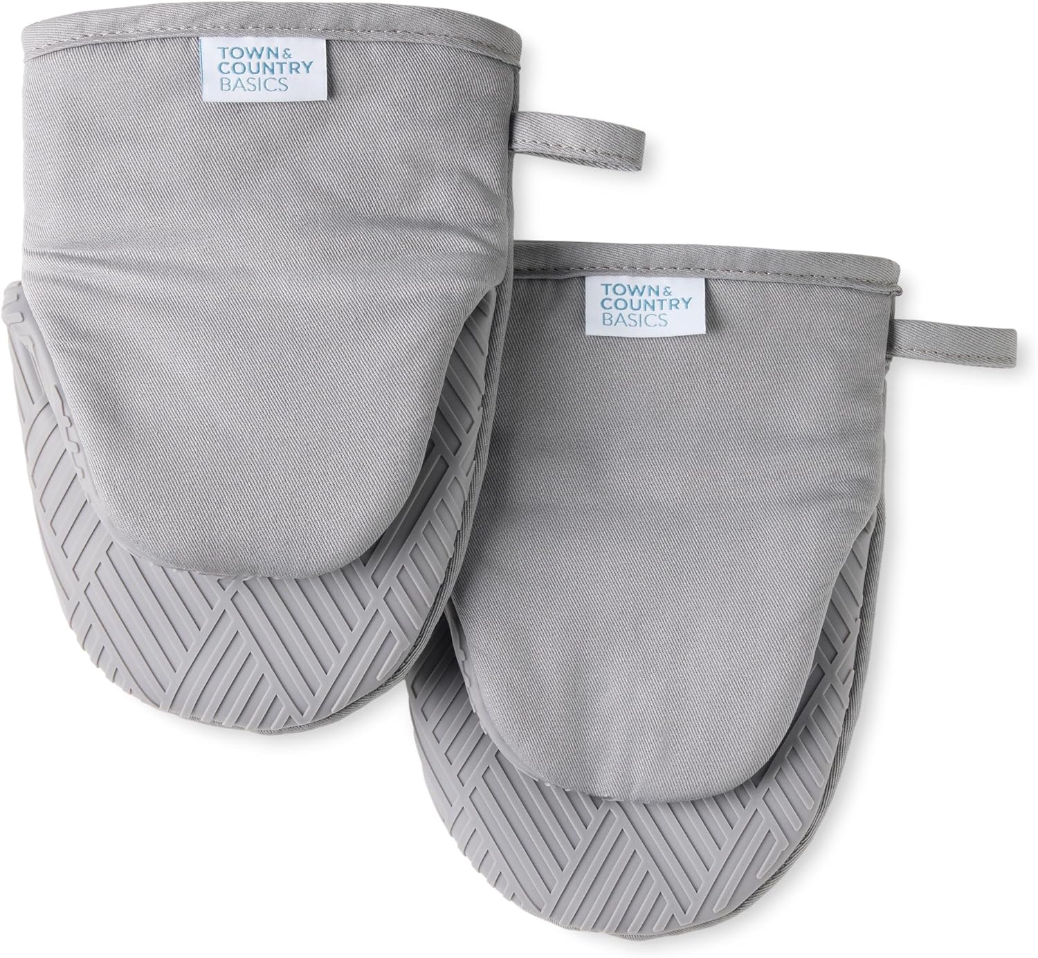 Town & Country Basics Basketweave Soft Silicone Mini Oven Mitt 2-Pack Set, Heat Resistant up to 500F, Flexible Silicone, Non-Slip Grip, Red, 5.5"x8"