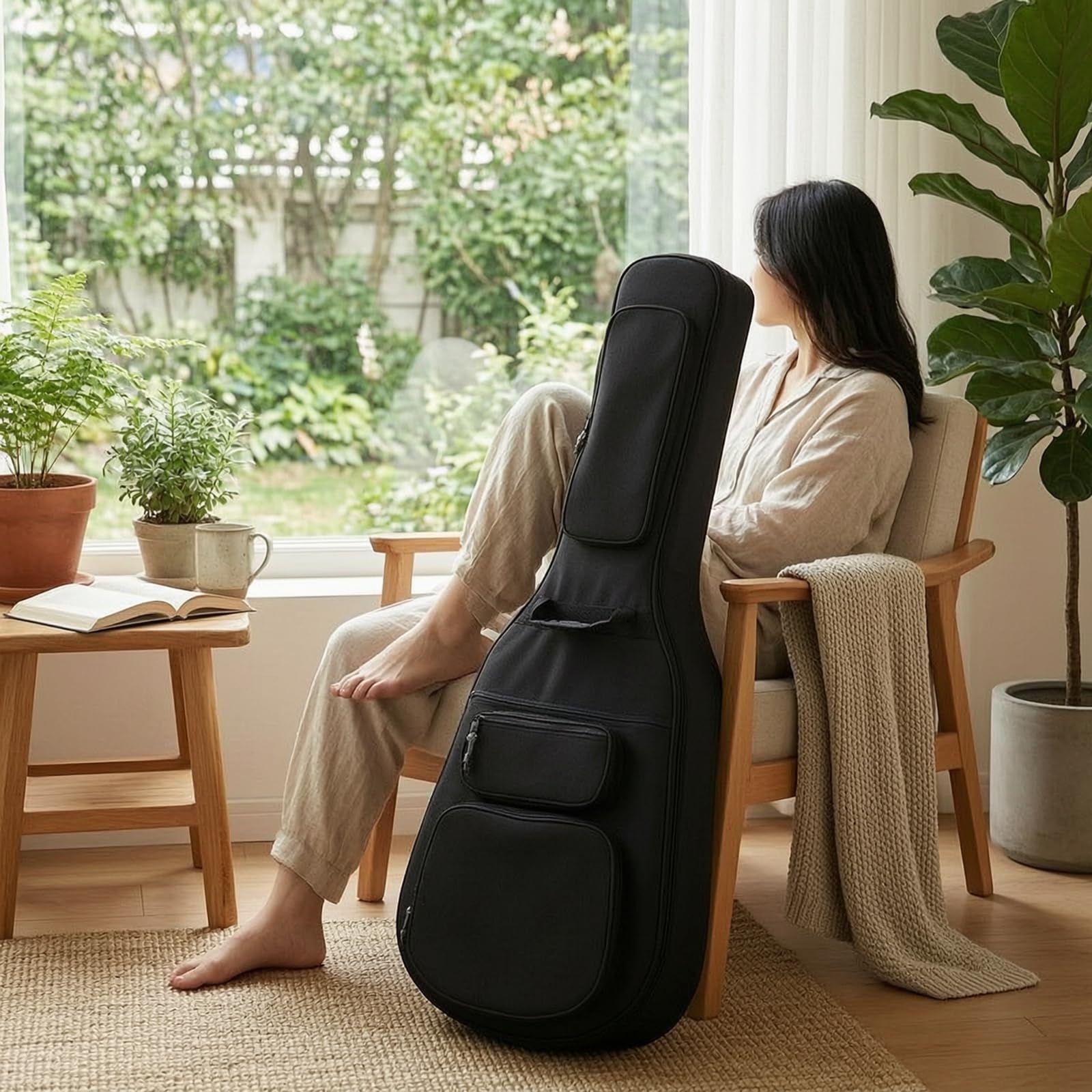 Perfeclan Funda para Guitarra Estuche Mochila Bolsa con Diseño Tipo Mochila y Asa para Llevar en Mano Refuerzo Metálico y Acolchado Ligero Adecuada para IR de