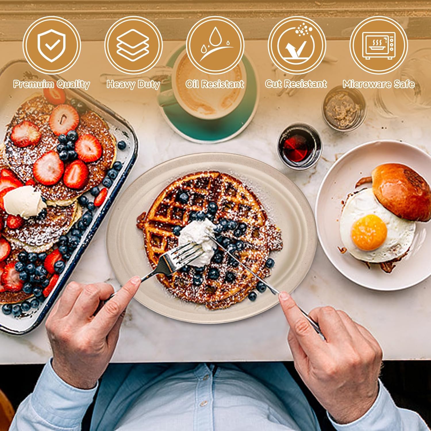 120 Pack Oval Paper Plates, 12.5 Inch Disposable Dinner Plates, Disposable Heavy Duty Large Biodegradable Plate, Super Strong Compostable Paper Plate for BBQ Party Picnic, Natural Brown