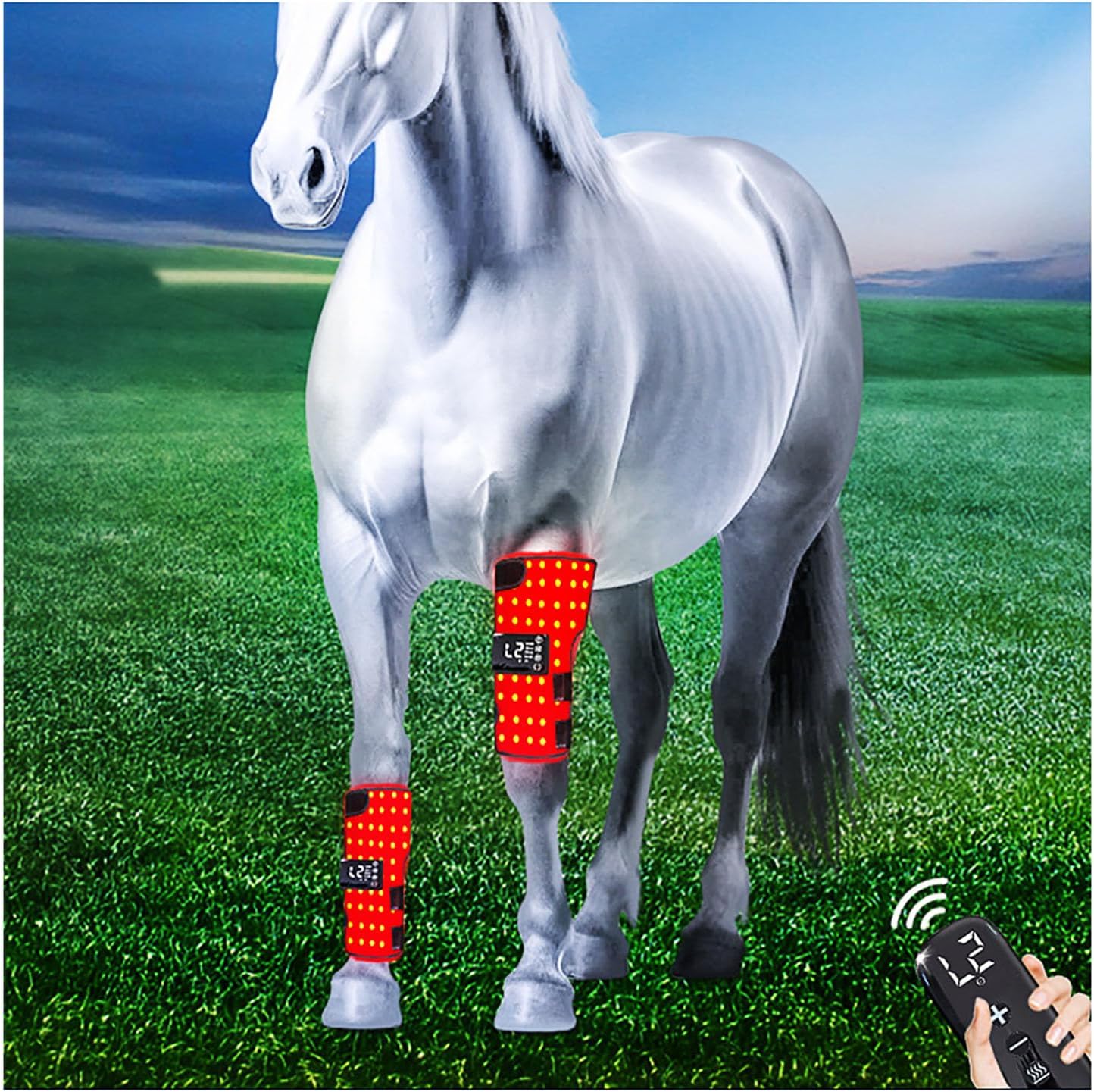 Red Light Therapy for Horse Leg, 660nm＆850nm Infrared Light Therapy Horses Boot with Remote Control, 5-100 Minute, for Equine Muscle Recovery