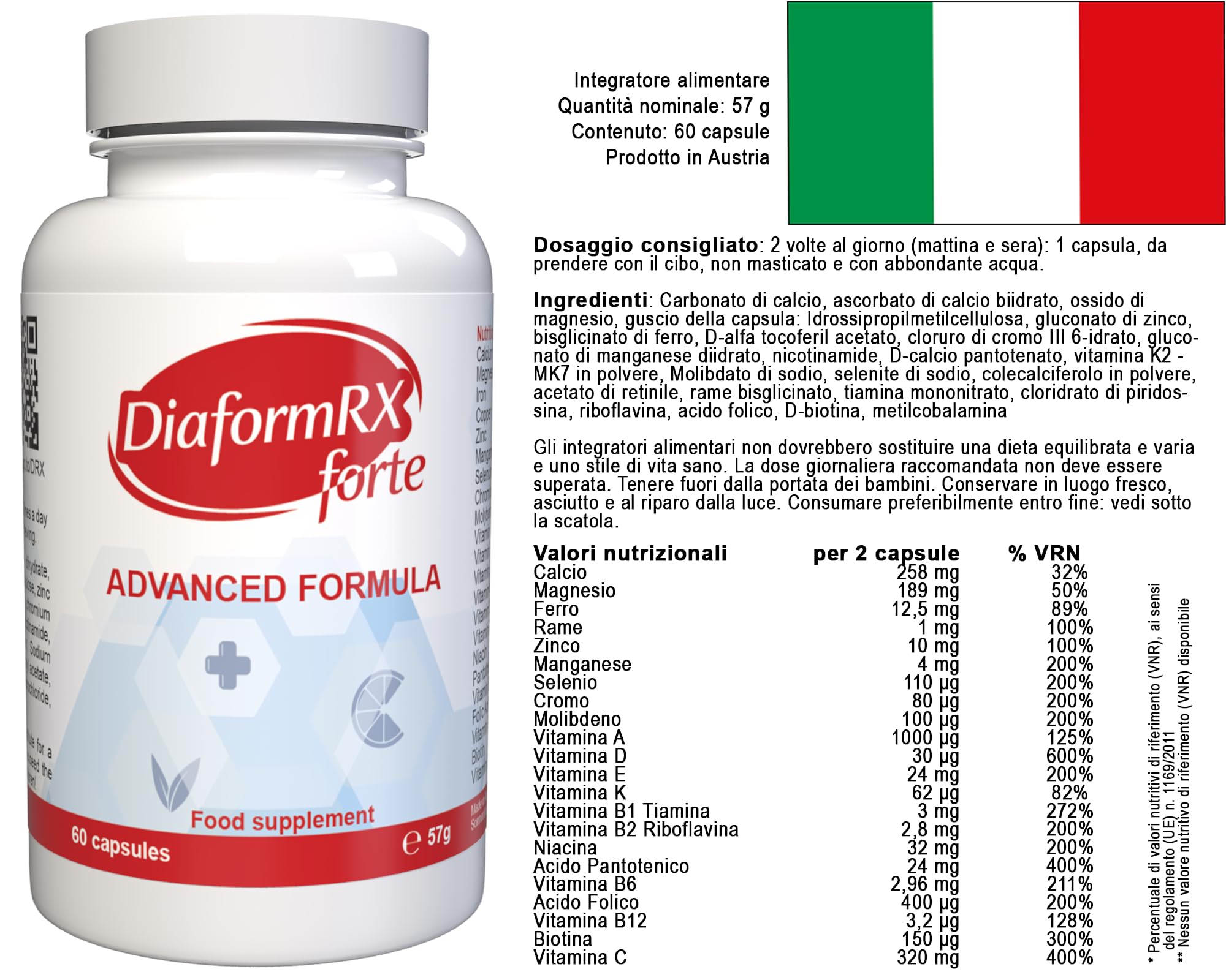 Diaform RX Forte – 180 capsule (3 x 60 capsule), confezione da 3