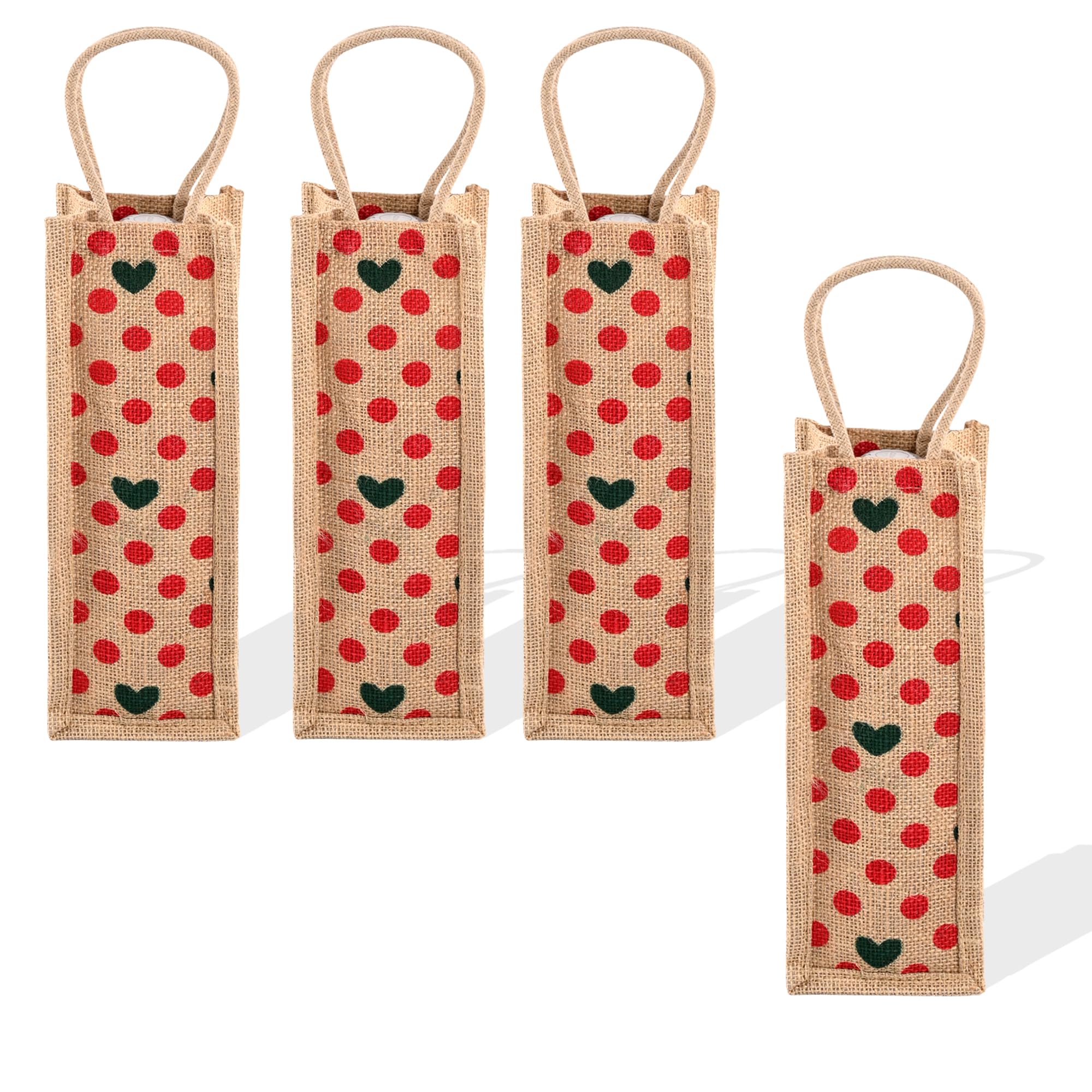 Kuber Industries (Pack of 4) Jute Bottle Bag | Bottle Carry Bags | 1 LTR | Office Bottle Bag | Wine Bottle Bag | Reusable Bottle Bag with Handle | Travel Bottle Bag | Small Dot-Print | Red (B0D5VLHF4Y) Amazon Price History, Amazon Price Tracker