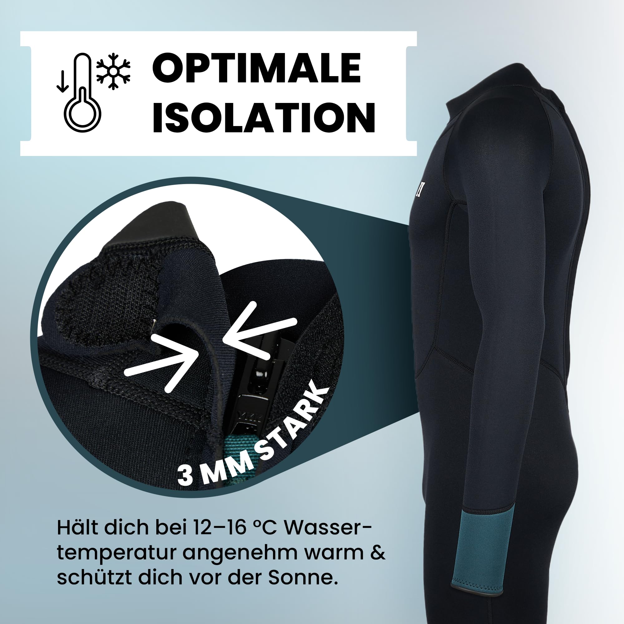 SeapineHe. Neoprenanzug Damen & Herren lang 3mm - Ganzkörper-Wetsuit mit Rücken-RV – Tauchanzug für Surfen, SUP, Schwimmen etc. – Leichter Taucheranzug aus Stretchmaterial