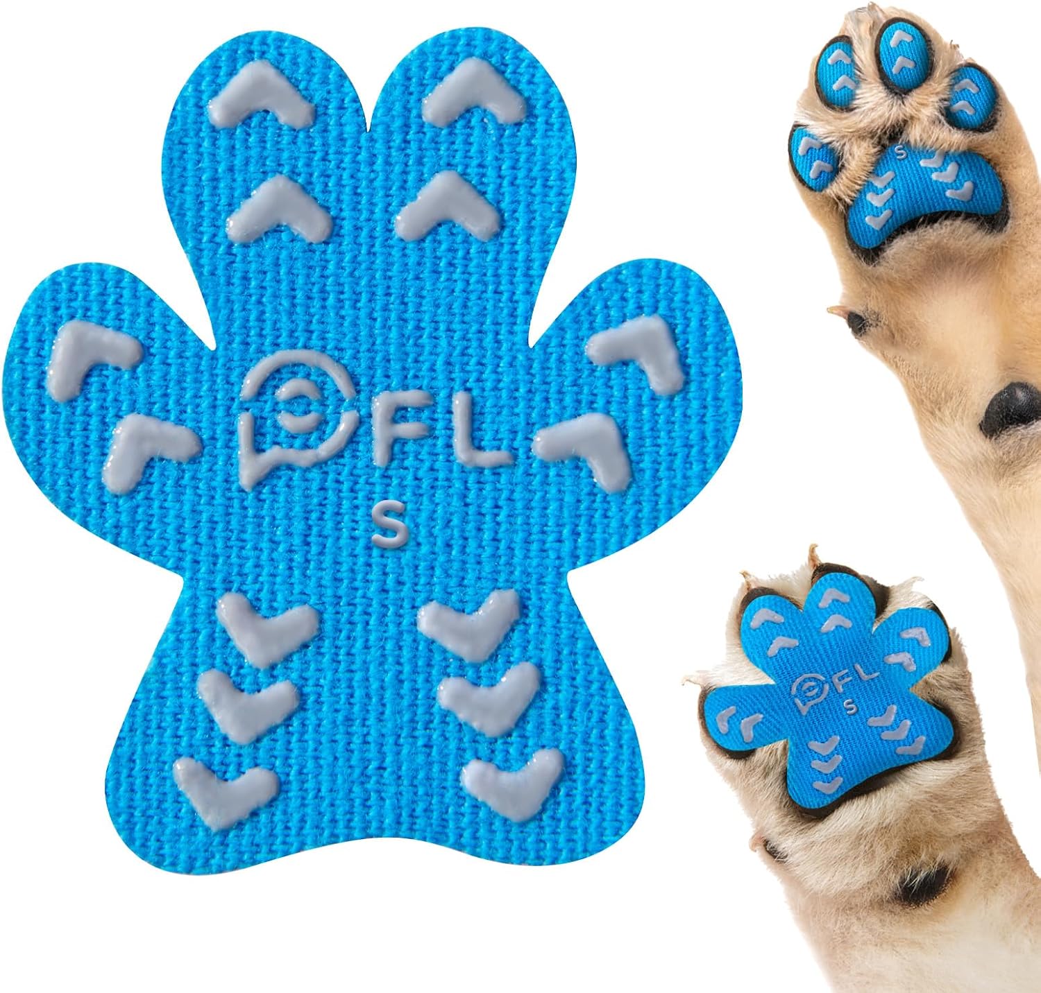 Anti-Slip Dog Paw Protector Pads for Senior Dogs, Dog Paw Blue Stickers with Strong Traction on Hardwood Floor, Dog Essentials,12sets(48pcs) S(4-10lbs) Blue S(4-10lbs)