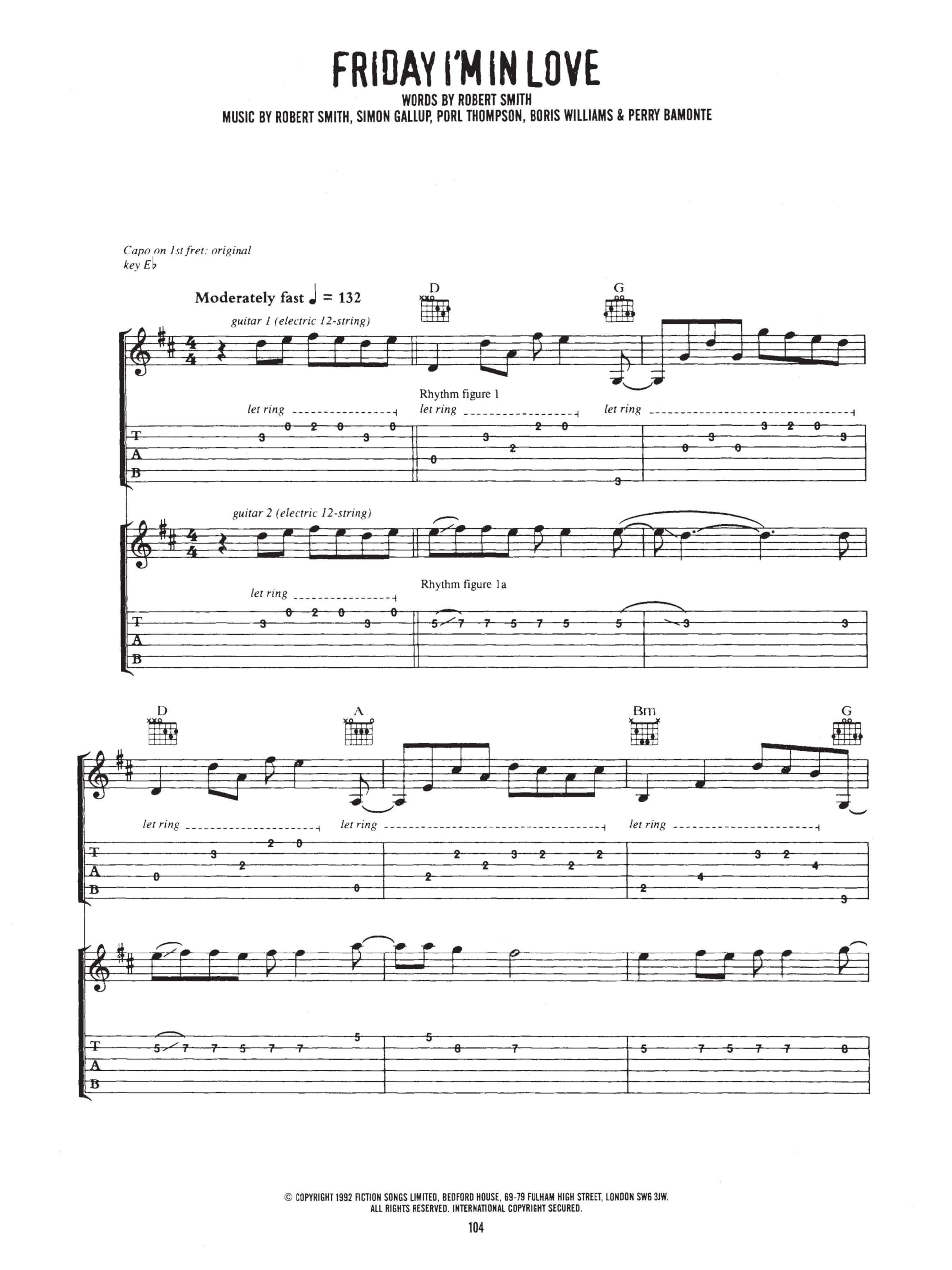 The cure - greatest hits - guitar recorded version: Guitar Tab