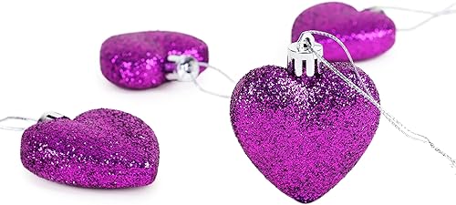 Miniatura 19 de Christmas Concepts® 0.315 x 2.362 in Baby Pink Glitter Corazón en forma de árbol de Navidad Adornos Rosa,