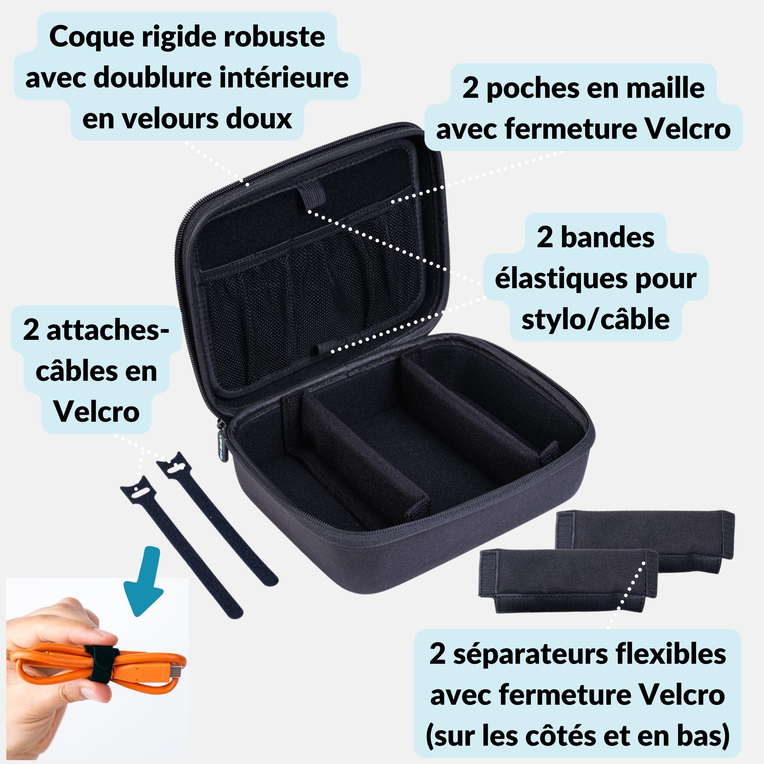 LENS-AID Étui de Rangement pour appareils Photo et Accessoires Techniques, Noir, m, Étui Rigide pour Le Rangement en Voyage