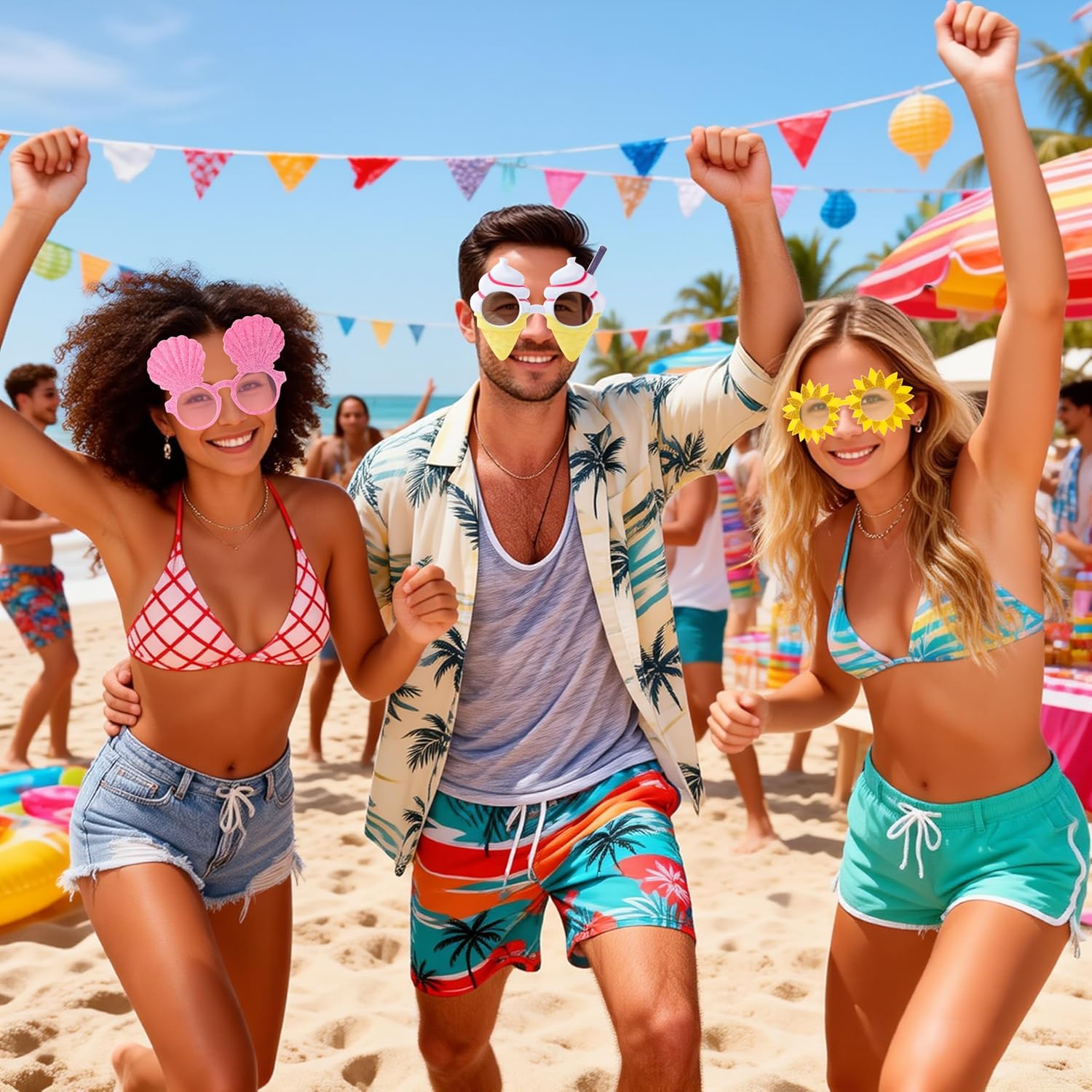 JOYIN 12 Pcs Hawaiian Luau Party Sunglasses, Summer Pool Party Decorations, Tropical Glasses for Girls Hawaiian Outfit, Cool Party Favors & Theme Supplies - Image 8
