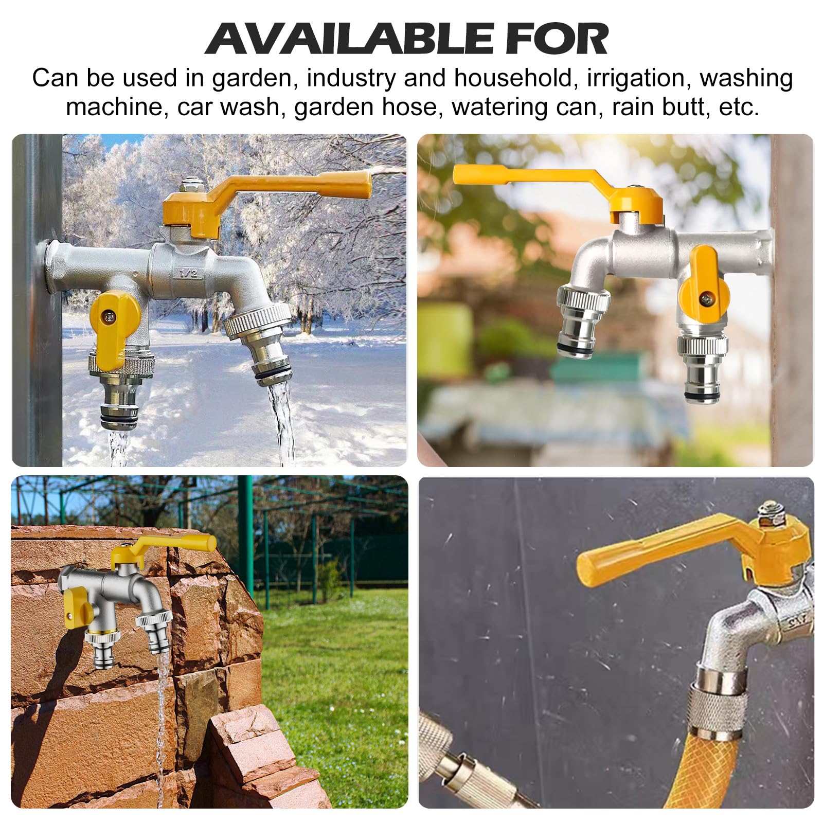 Robinet de Jardin Double Sortie en Laiton 1/2" Antigel avec 2 Sorties 3/4" et Ruban d'Étanchéité
