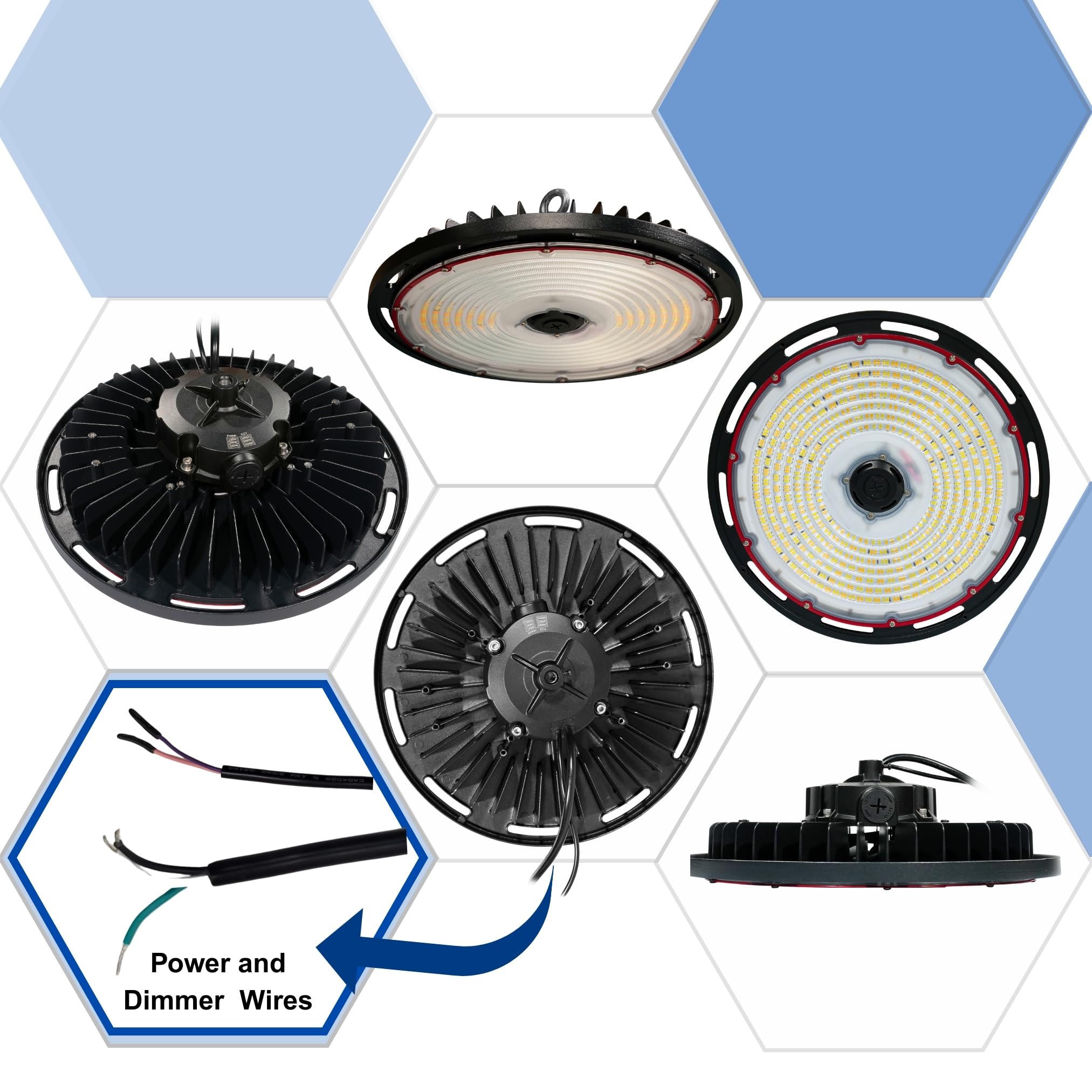 300W 240W 36000LM UFO High Bay LED Shop Light Dimmable CCT Adjustable HighBay Lights for Warehouse Factory Gym — view 8