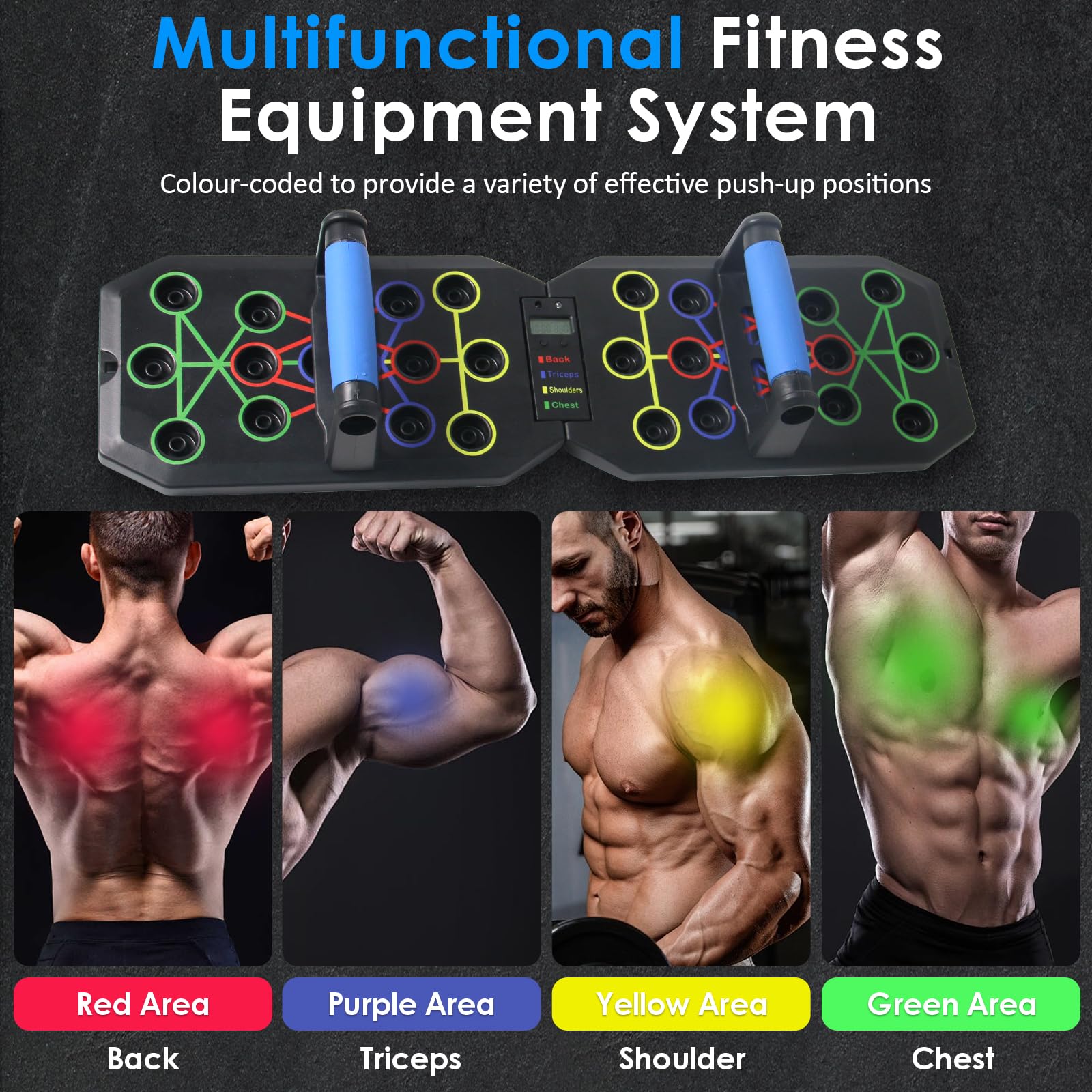 Tavola Pieghevole con Contatore Intelligente,Unisex Pieghevole Portatile Attrezzi Palestra con Tappetino a Antiscivolo,Multifunzione per Allenamento flessioni, Allenamento Muscolare