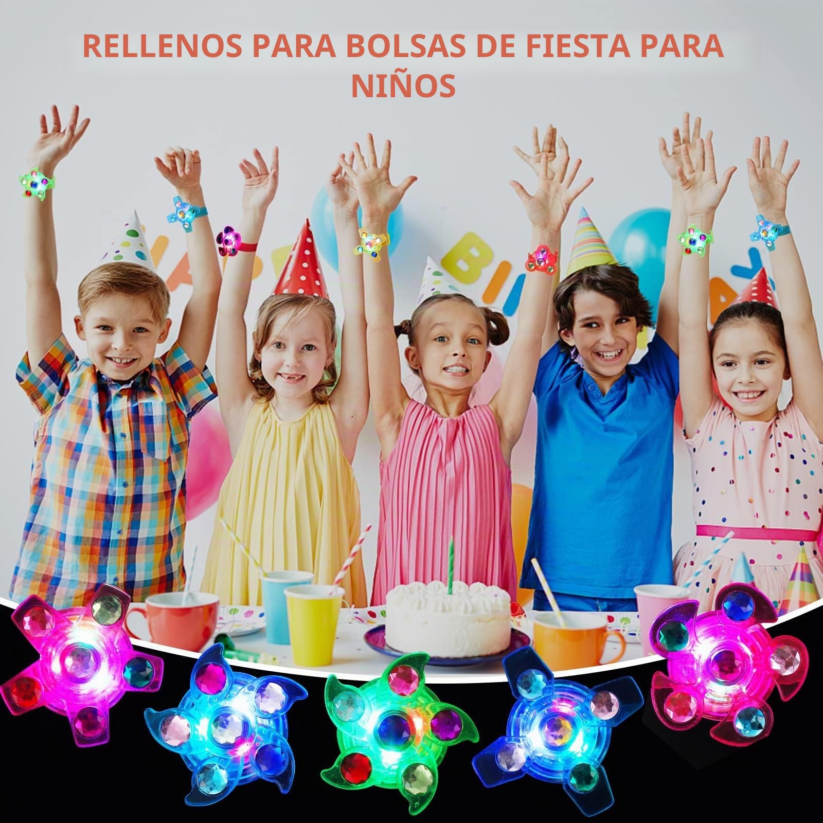 SCIONE Suministros de fiesta para niños, juego de 24, para rellenar bolsa de regalo, pulsera con luz LED que brilla en la oscuridad, accesorios para cumpleaños, San Valentín, Halloween, Navidad