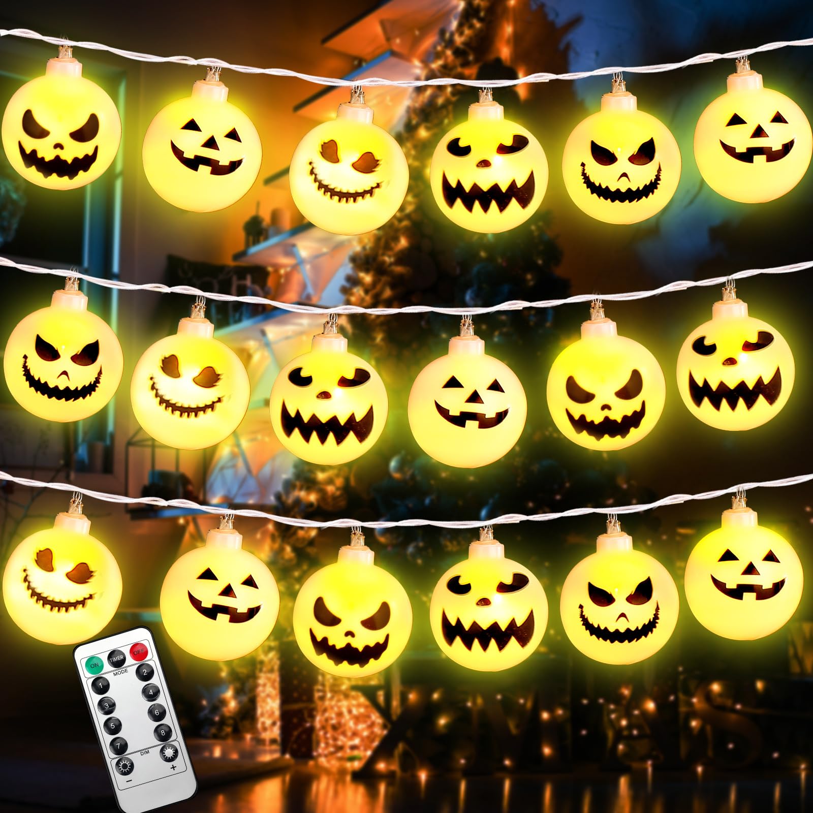 VIHOSE 3 Pcs Christmas Night Decorations 30 ft 60 String LED Christmas Lights Battery Operated 8 Light Modes Waterproof Xmas Night Lights for Indoor Outdoor Cute Christmas Party Decor