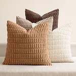 MIULEE Pack of 4 Neutral Corduroy Decorative Throw Pillow Covers 18x18 Inch | Soft Boho Striped Pillow Covers Modern Farmhouse Home Decor for Sofa Living Room Couch Bed