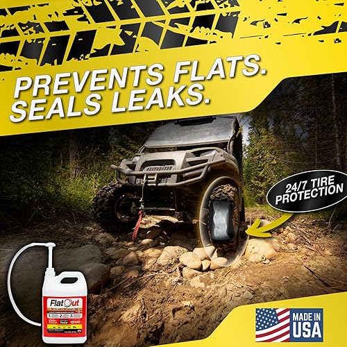 Miniatura 9 de FlatOut 25130 - Sellador de neumáticos (fórmula Sportsman), ideal para ATV, UTV  lado a lado, carros de golf, motos de cross, jeep todoterreno y