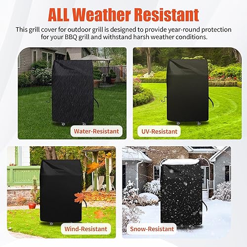 Miniatura 7 de iCOVER - Cubierta de parrilla de 30 pulgadas, impermeable, para ahumador vertical pequeño, de dos quemadores, ligera, fácil de poner y quitar, a