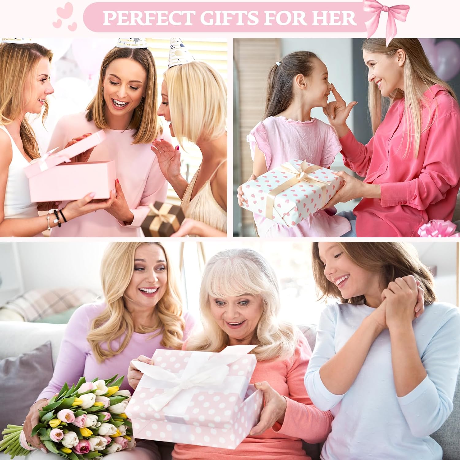 5 Pcs Coquette Pink Bow Gift Set with 16 oz Glass Cup, Ruffle Socks, Satin Hair Scrunchie, Hair Bow Clip, Clear Bag Gift Coquette Stuff for Women Girlfriend Birthday - Image 7