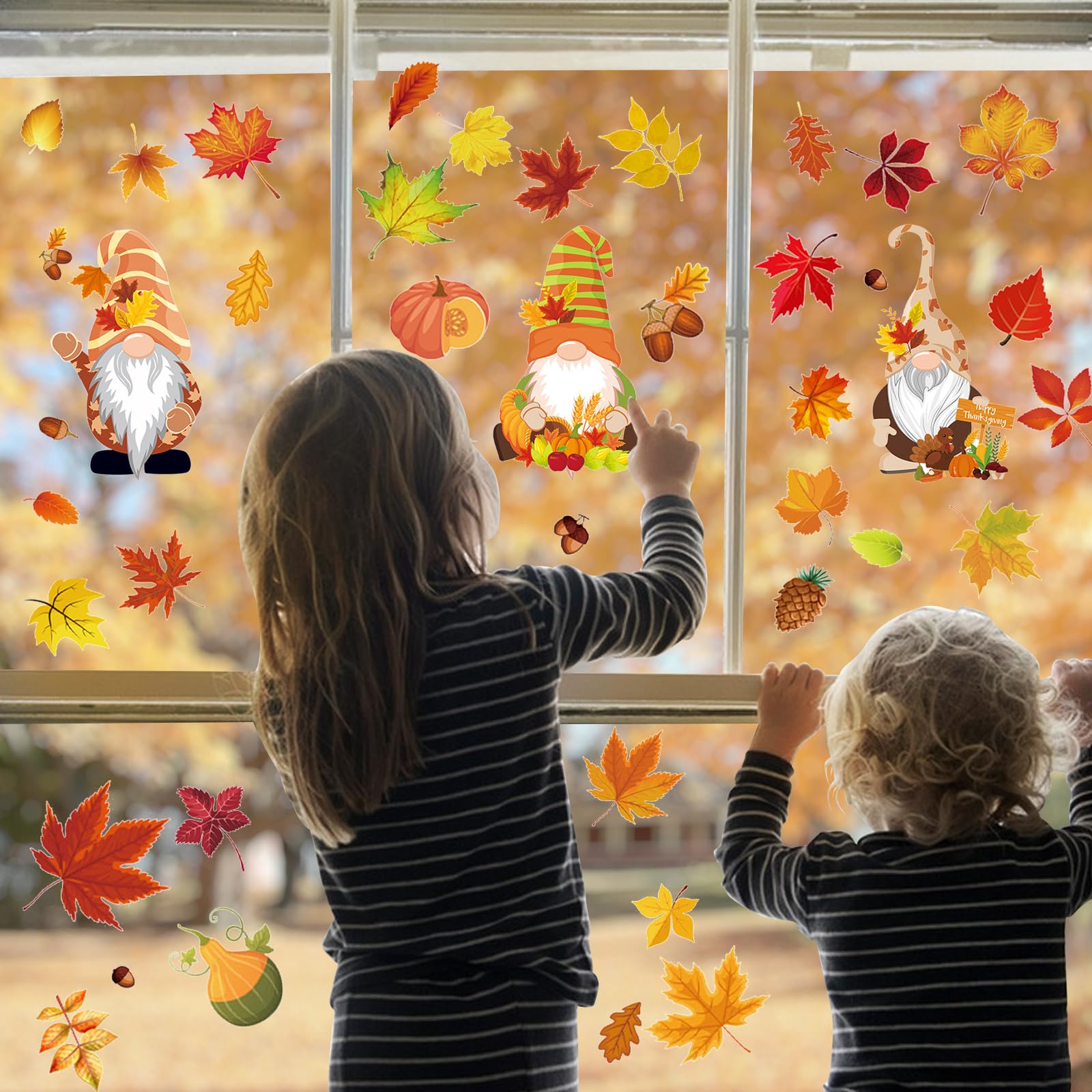 93 Stück Fensterbilder Herbst & Thanksgiving – Selbstklebende PVC-Aufkleber, 6 Blätter à 30x20 Cm – Für Fenster, Spiegel & Deko