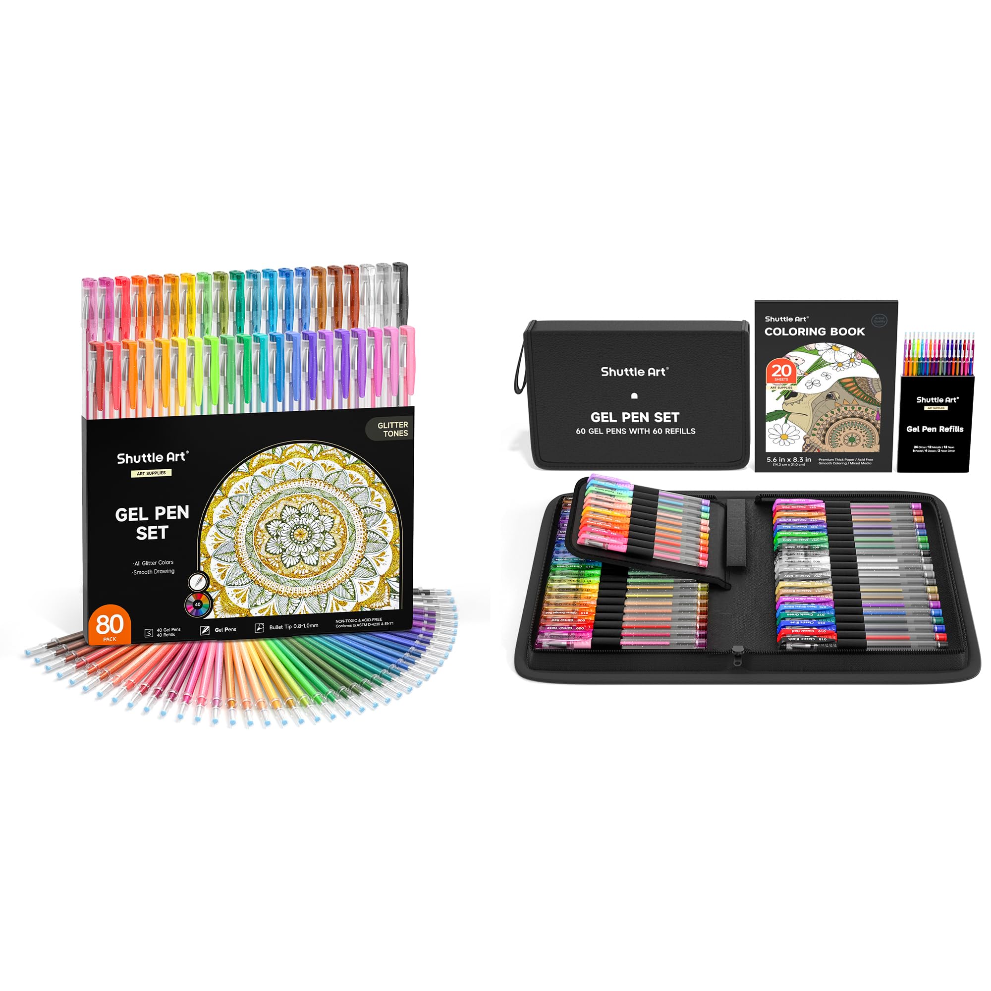 Shuttle Art 80 Pièces Stylo Paillette et 120 Pièces Stylo Gel Couleur