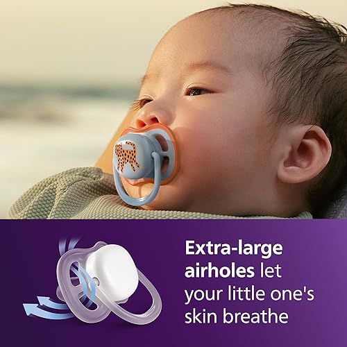 Miniatura 2 de Philips Avent Ultra Air - Chupetes con diseño ortodóntico, para bebés de 0 a 6 meses, tetina de silicona suave simétrica, sin BPA, 2 estuches de