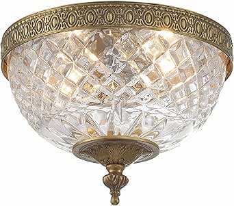 Crystorama 2 Light Olde Brass Crystal Flush Mount