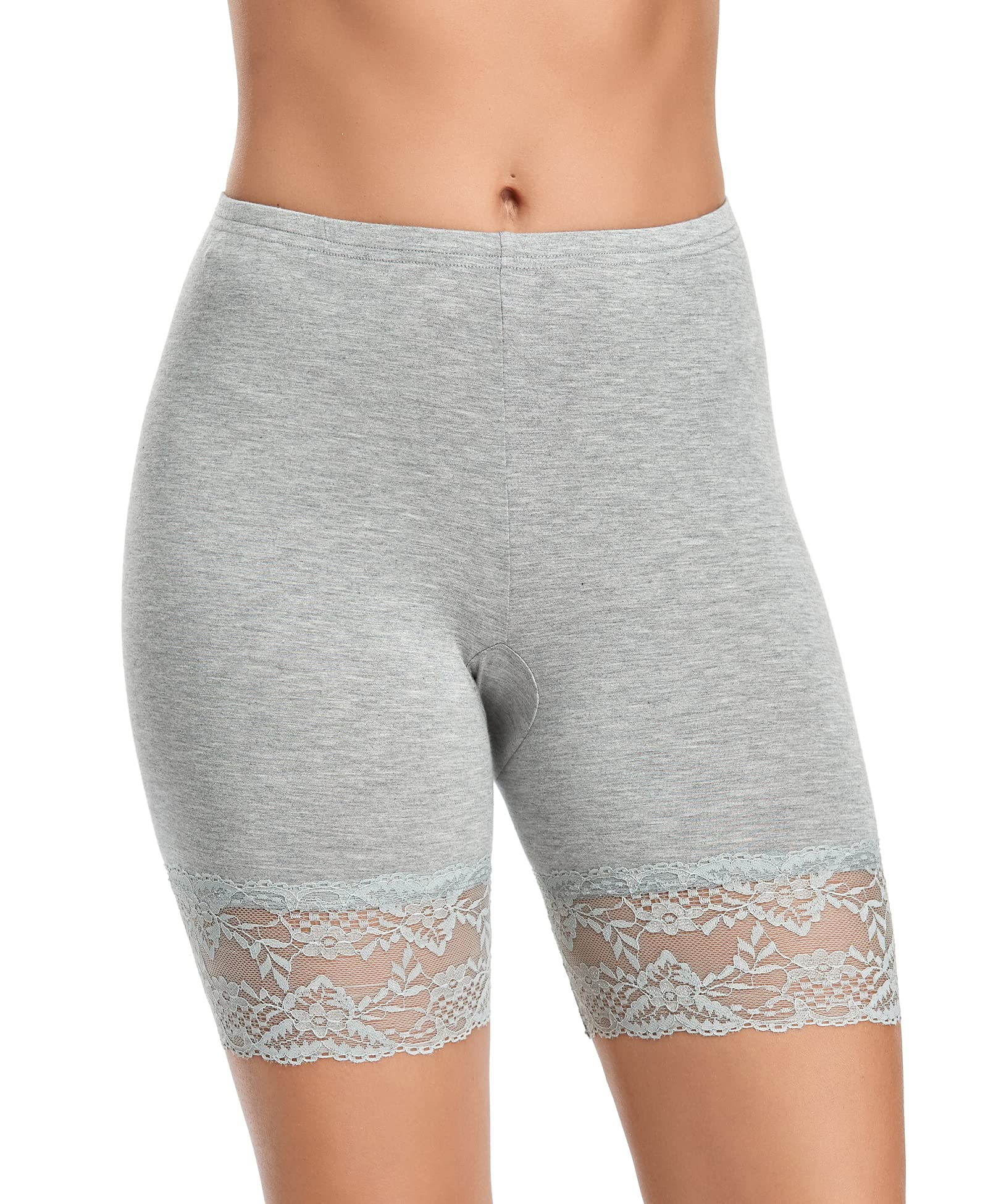 YARRCO Damen Unterhose Spitze Unter Rock Kurze Hose Unter Kleid Radlerhose Slipshorts Hohe Taille Shorts Boxershorts Kurze Leggings (Grau, S)