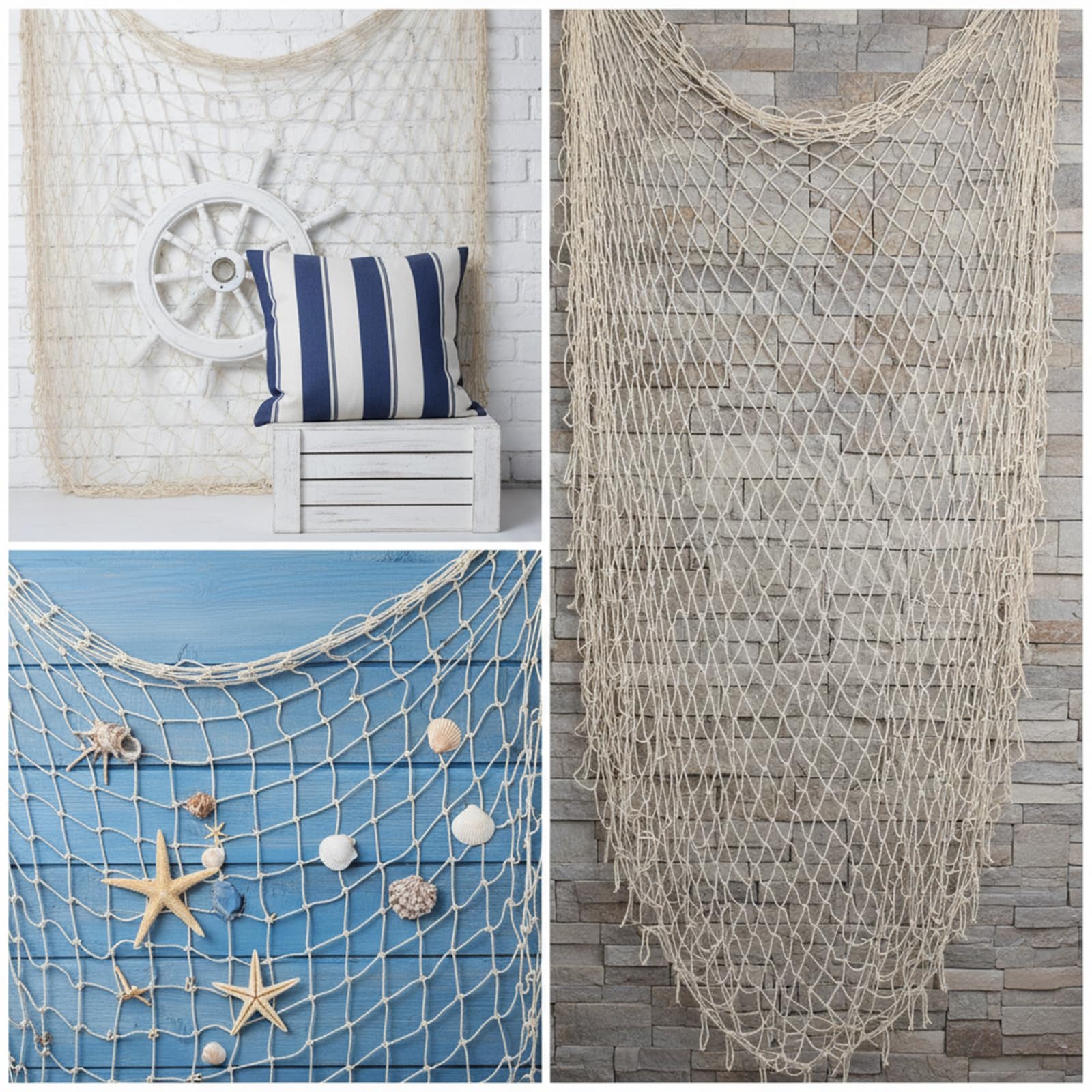 Jeffdad Ozdoby z siatki rybnej na imprezę, 203 x 100 cm, dekoracyjna kabaretka, akcesoria na imprezę, wisząca siatka na ryby, dekoracyjna do domu sypialni
