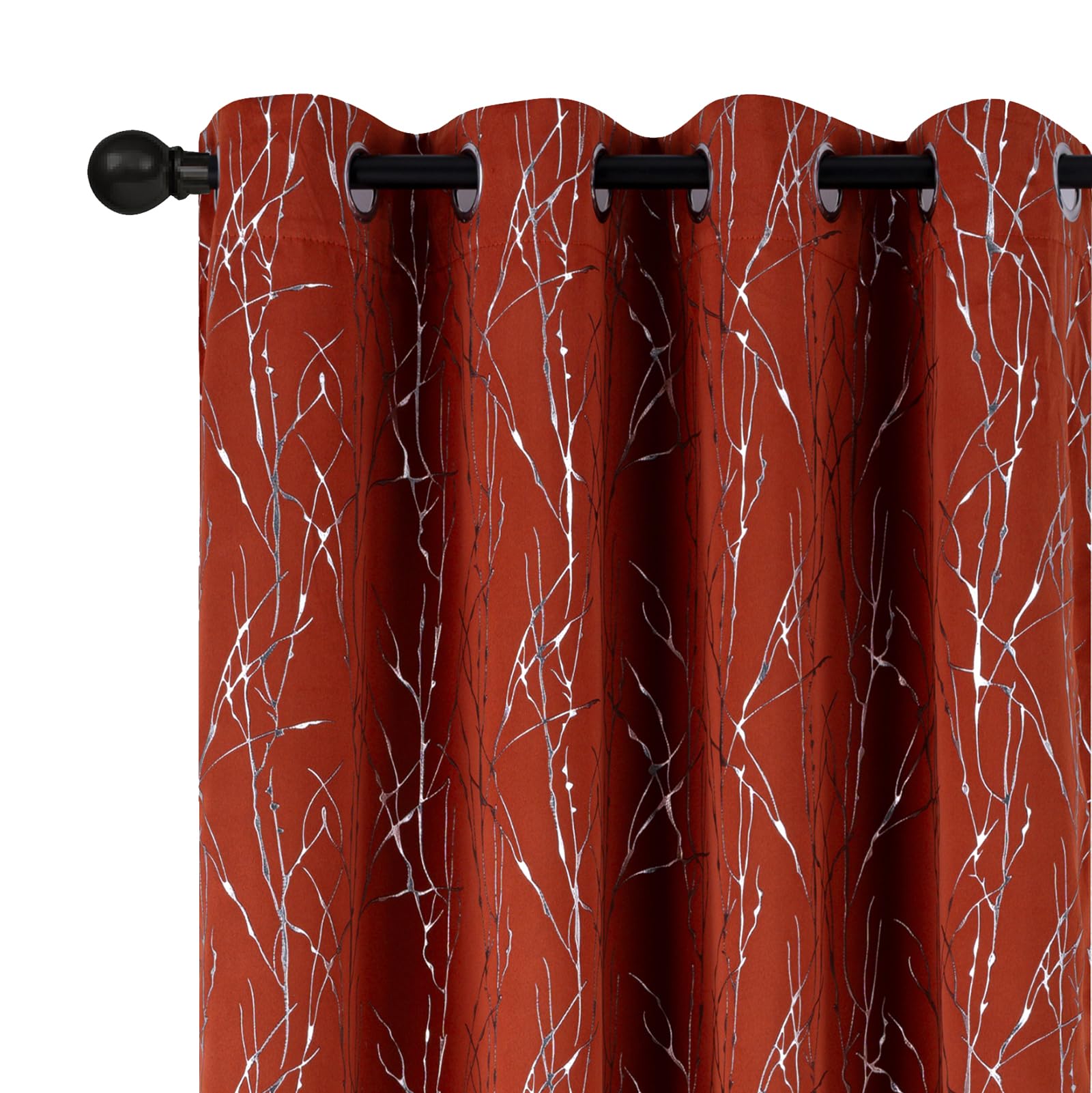 Tony's collection Rust Red Blackout Curtains for Living Room, Rubber Design Thermal Insulated Window Drapes 2 Panels for Bedroom, Grommet Top(52x84 Inch, Rust Red,2 Panels)