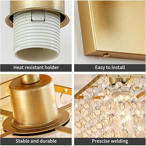 Miniatura 5 de WUZUPS Morden - Lámpara de baño de 3 luces sobre espejo, apliques de pared de tocador, luz de cristal transparente para dormitorio, sala de estar,