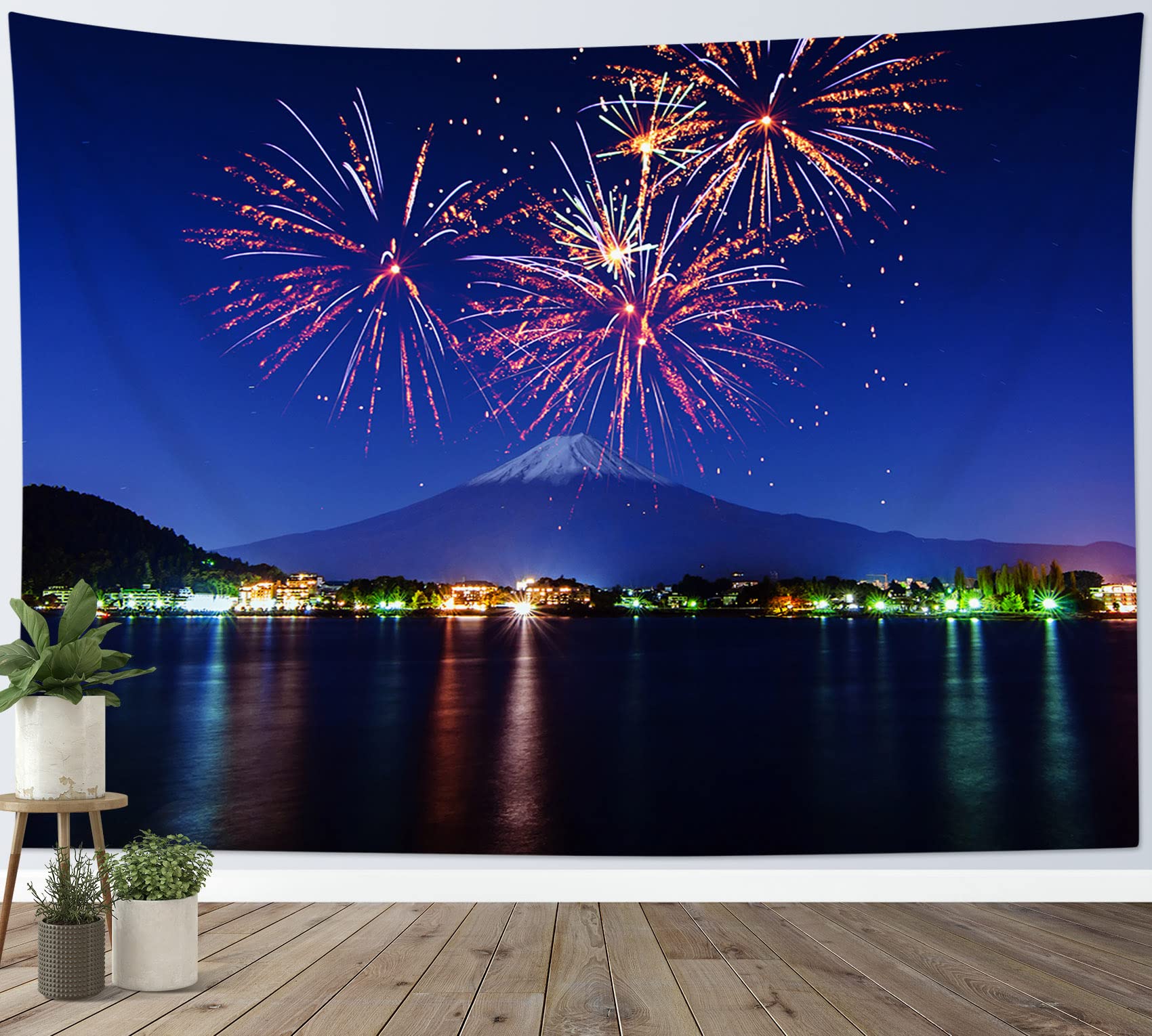 Amazon.co.jp: LB 美しい夜景 タペストリー カラフル 花火