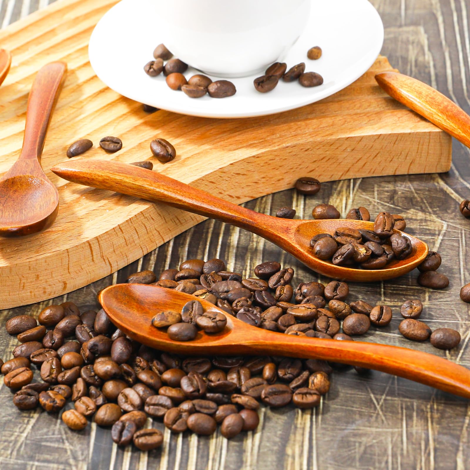 8 Holzlöffel Set – Handgefertigte Mini-Löffel, 14,5 Cm – Für Honig, Tee, Kaffee, Gewürze & Mehr