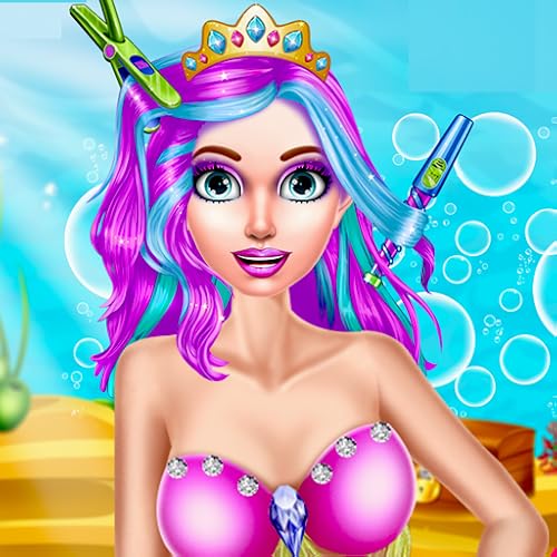 Salón de peinado de sirena linda