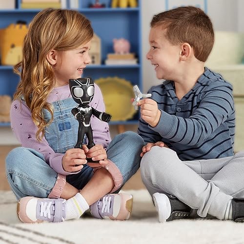 Vista 6 de Spidey and his Amazing Friends - Figura de acción de Pantera Negra de gran tamaño de 9 pulgadas, juguetes de superhéroes preescolares de Marvel