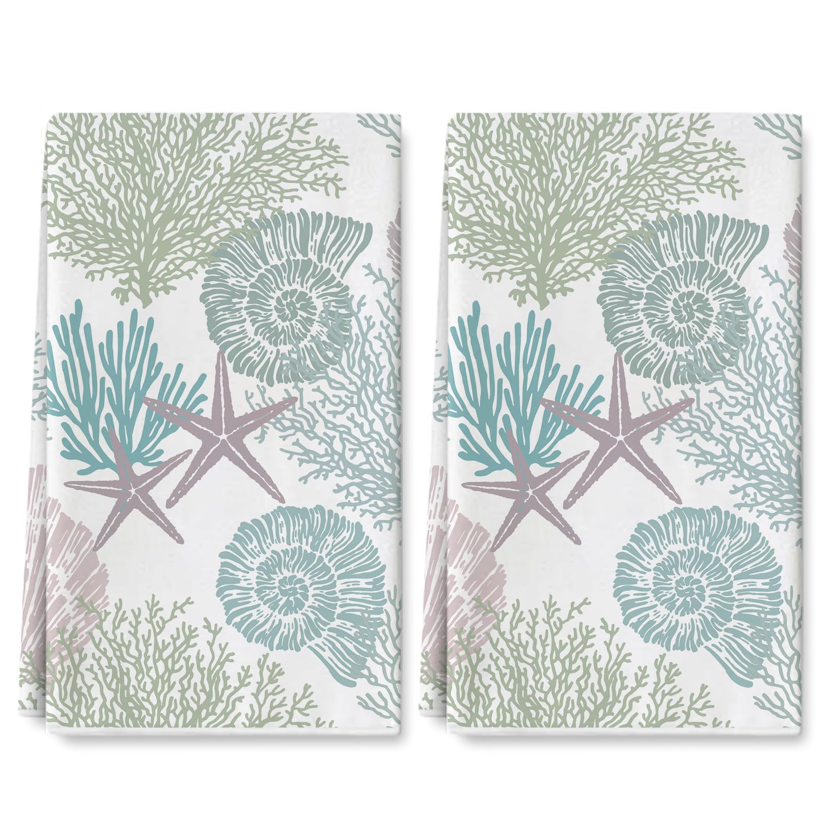Torchons de cuisine d'été grand format 45x71 cm hautement absorbants motif corail