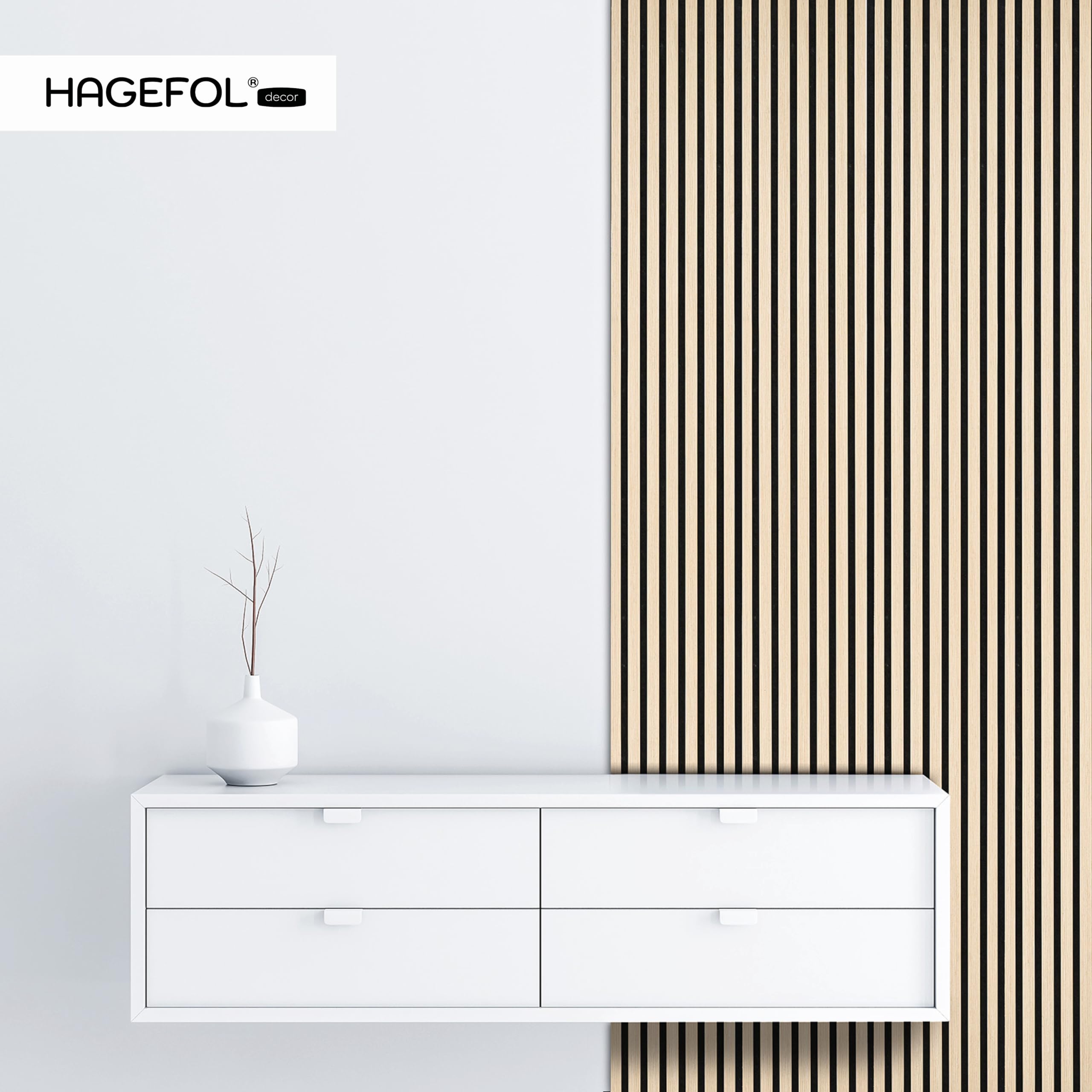 HAGEFOL® Panneaux Acoustiques Auto-adhésifs Lite 240x56 cm – Lot de 2 Panneaux Muraux Effet Bois – Isolation Phonique Murale en Feutre PET Recyclé – Installation Sans Perçage (Chêne)