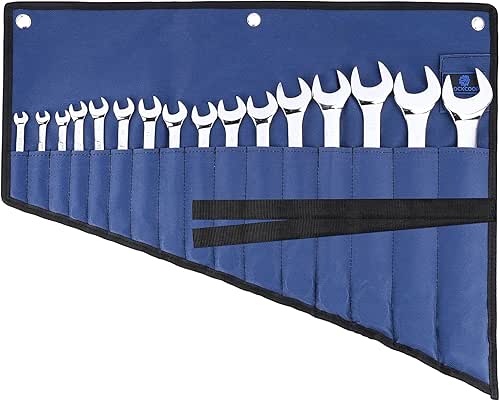 16 Pockets Wrench Roll Organizer, Rolled Tool Pouch Bag with