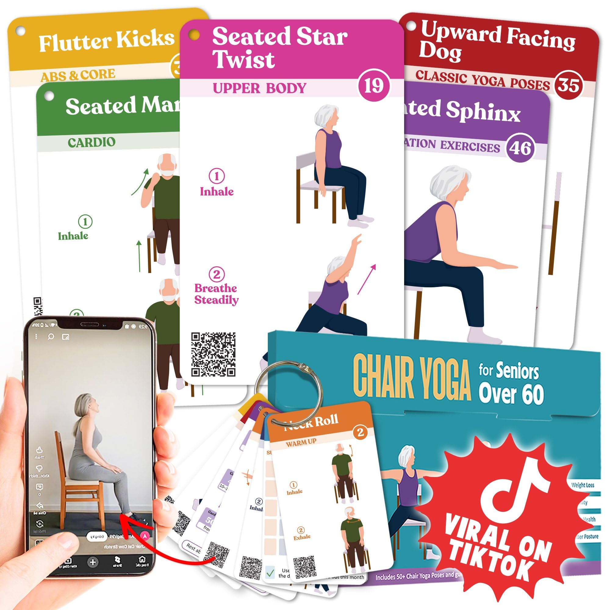 Chair Yoga for Senior, Large Print Exercise Cards for Elderly-image-41